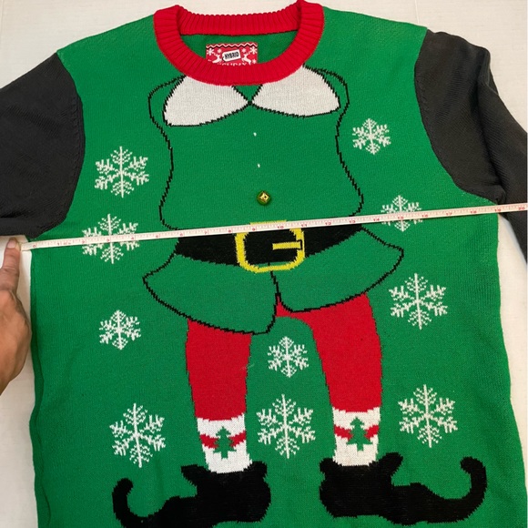 Elf Ugly Christmas Sweater Crewneck, Multicolored, Size Small - Picture 10 of 10